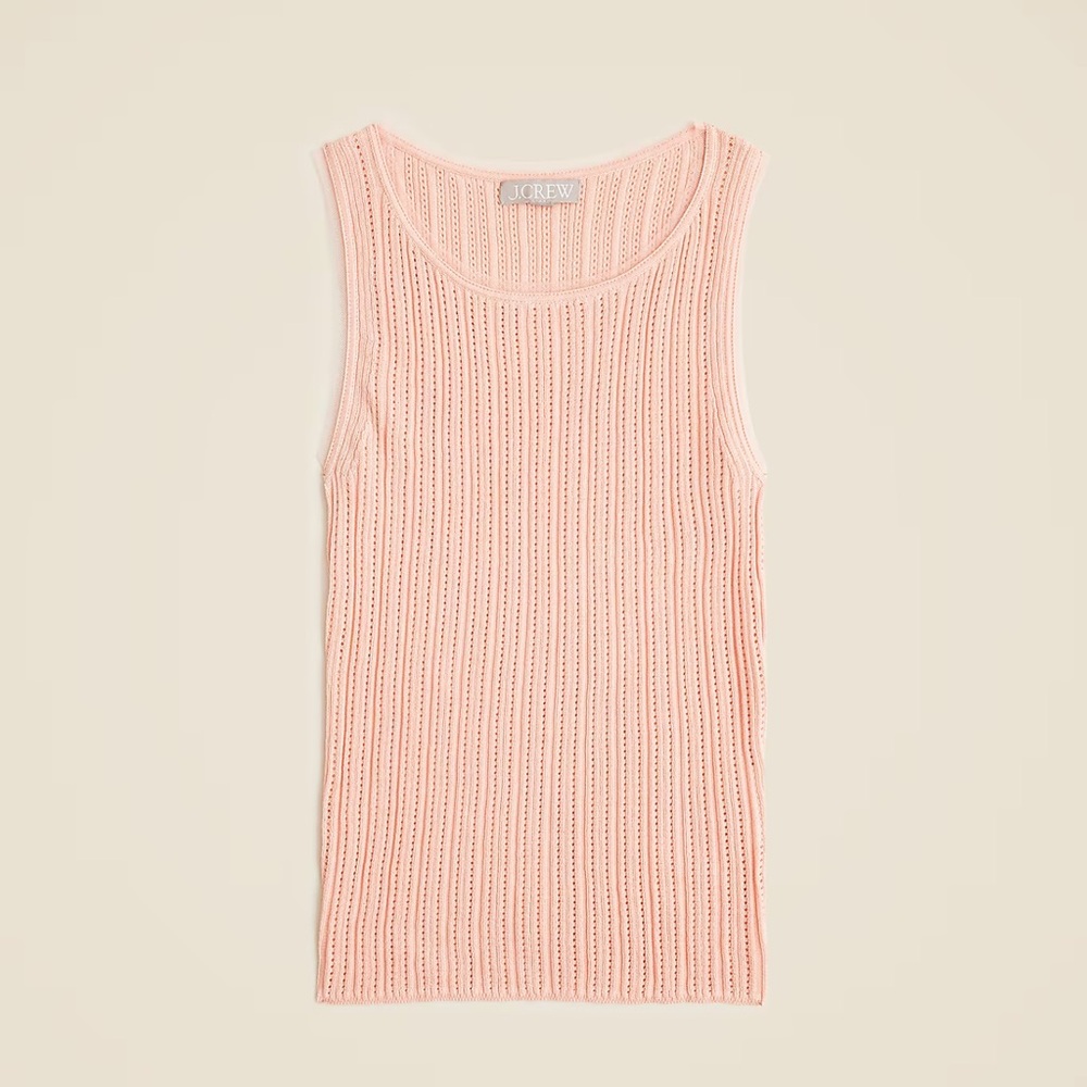 NWT J. Crew Open-Knit Sleeveless Tank in Light Pink size medium